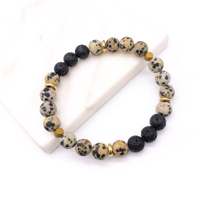 Polka Dotted Lava Stone Bracelet