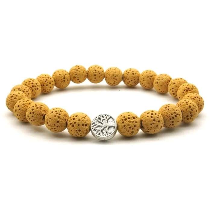 Yellow Tree of Life Lava Stone Essential Oil Bracelet