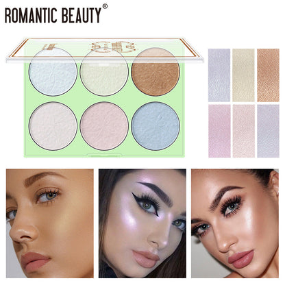 Romantic Beauty 6-Color Highlighter Pearl Brightening Repair Palette M