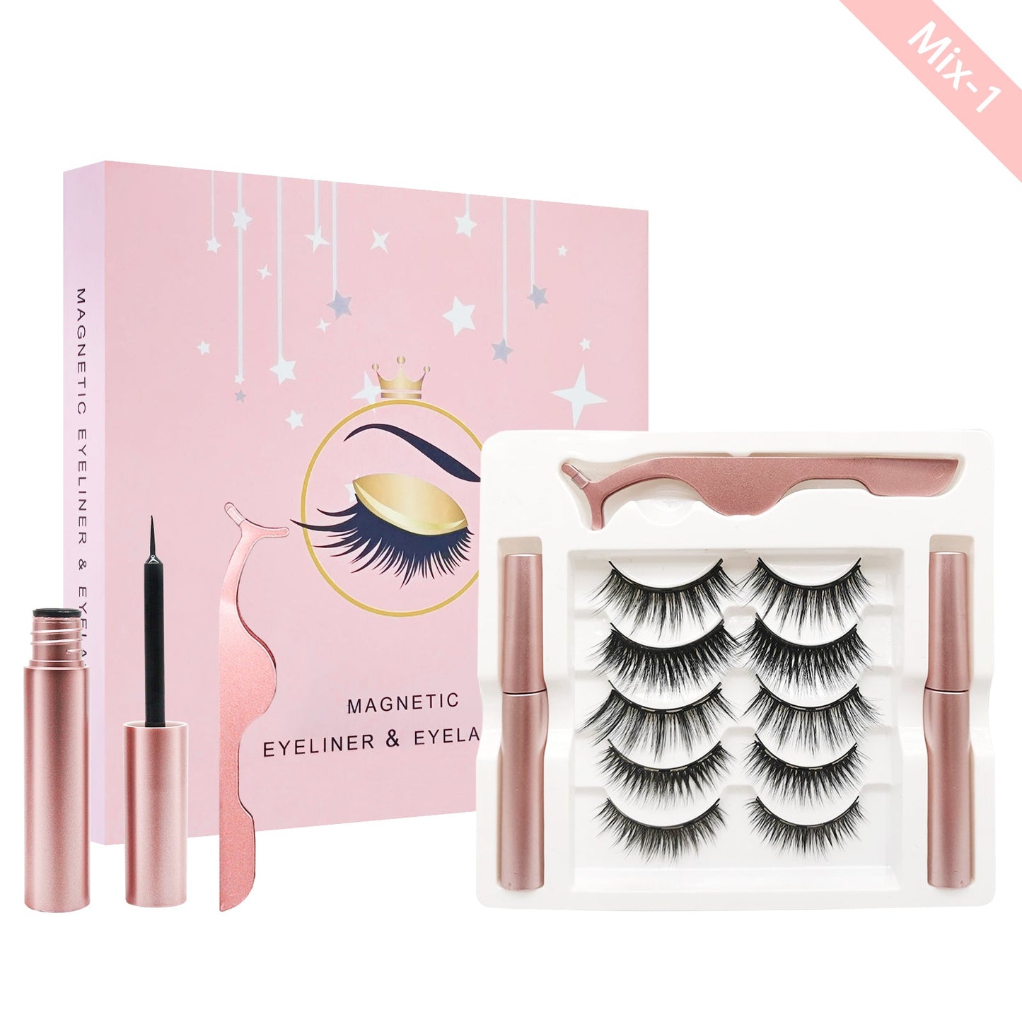 Magnetic Eyelashes with Eyeliner Kit 5 Pairs Magnetic Eyelashes with 2