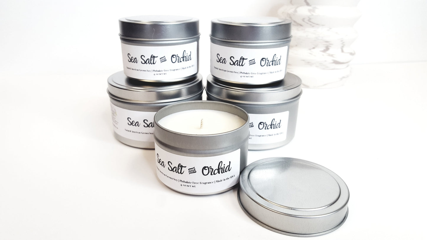 Sea Salt and Orchid Natural Soy Candle | Hand-Poured and Hand-crafted