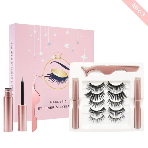 Magnetic Eyelashes with Eyeliner Kit 5 Pairs Magnetic Eyelashes with 2