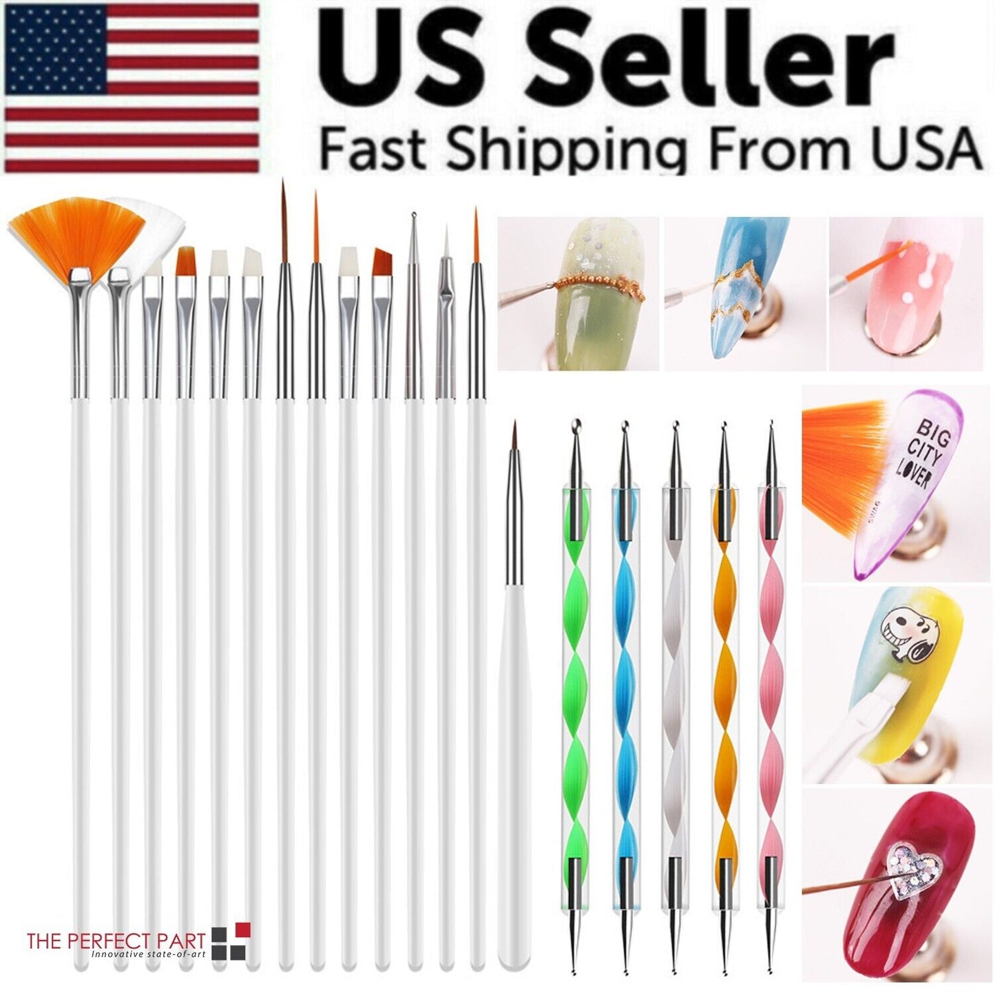 20PCS/Set Nail Art Design Dotting Painting Drawing Polish Brush Pen