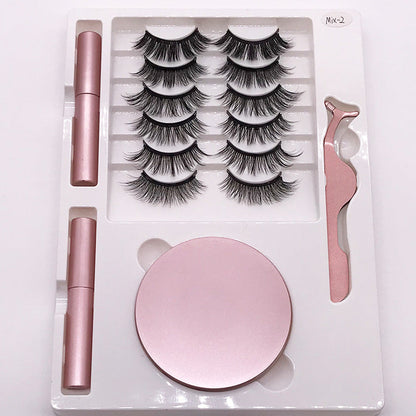 Eight Pairs Of Magnet False Eyelashes With Round Box Mirror Magnetic I