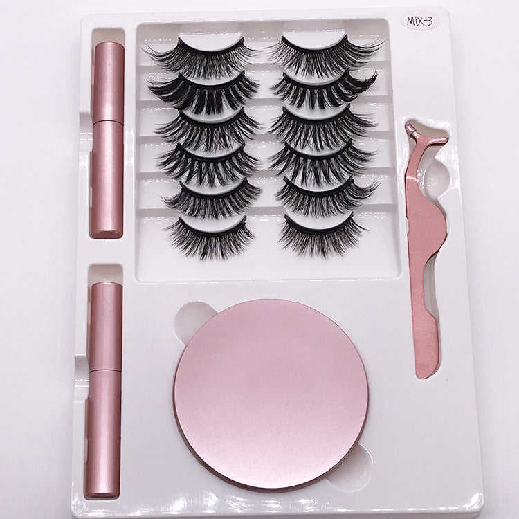 Eight Pairs Of Magnet False Eyelashes With Round Box Mirror Magnetic I