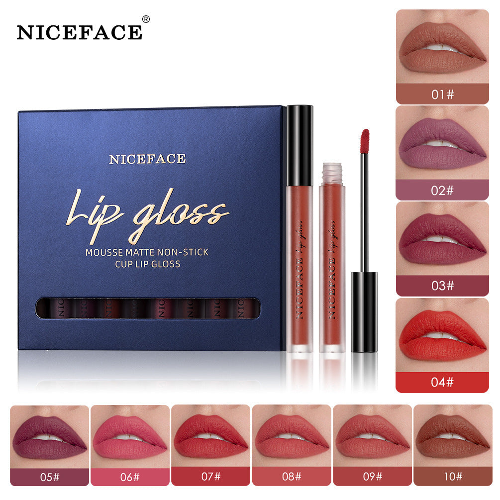 Niceface New Quality Lip Glaze Velvet Matte Lip Glaze Set Matte Non-st