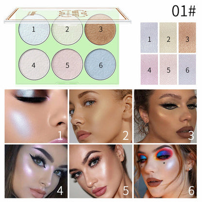 Romantic Beauty 6-Color Highlighter Pearl Brightening Repair Palette M