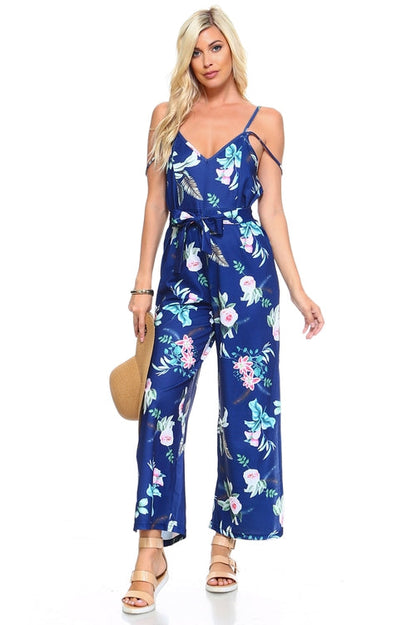 Women's Floral Tie Tank Jumpsuit