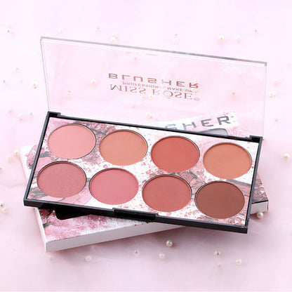 Miss Rose Eight Color Blush Palette Matte Long Lasting Sun Red Natural