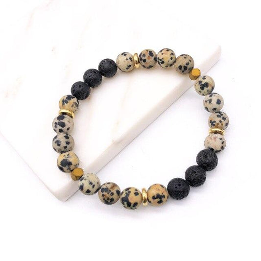 Polka Dotted Lava Stone Bracelet