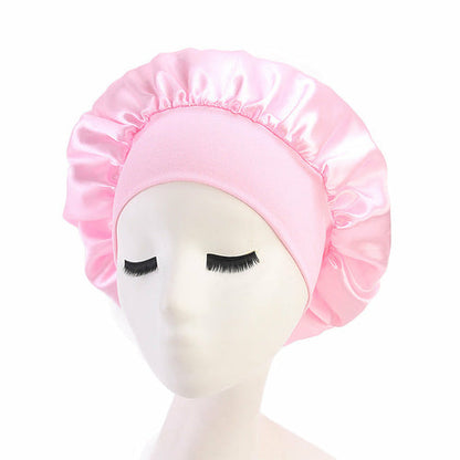 1pc Adjust Solid Satin Bonnet Hair Styling Cap Long Hair Care Women Ni