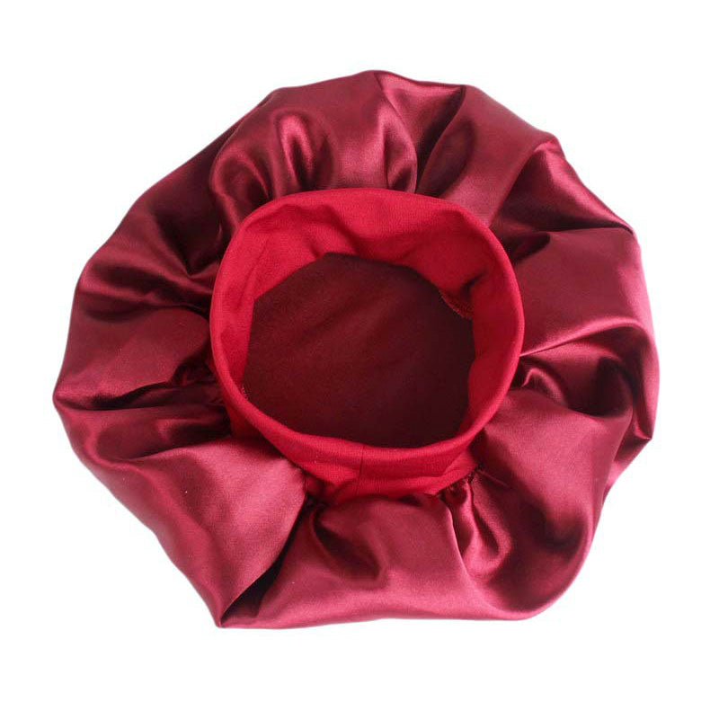 1pc Adjust Solid Satin Bonnet Hair Styling Cap Long Hair Care Women Ni