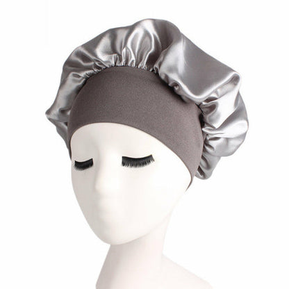 1pc Adjust Solid Satin Bonnet Hair Styling Cap Long Hair Care Women Ni