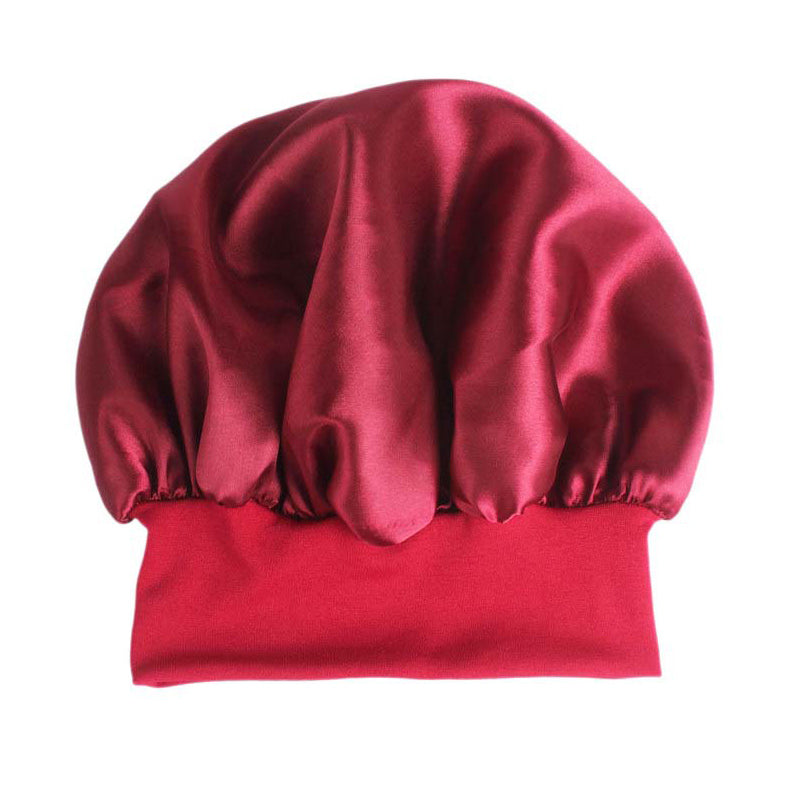 1pc Adjust Solid Satin Bonnet Hair Styling Cap Long Hair Care Women Ni