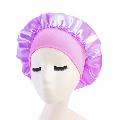 1pc Adjust Solid Satin Bonnet Hair Styling Cap Long Hair Care Women Ni