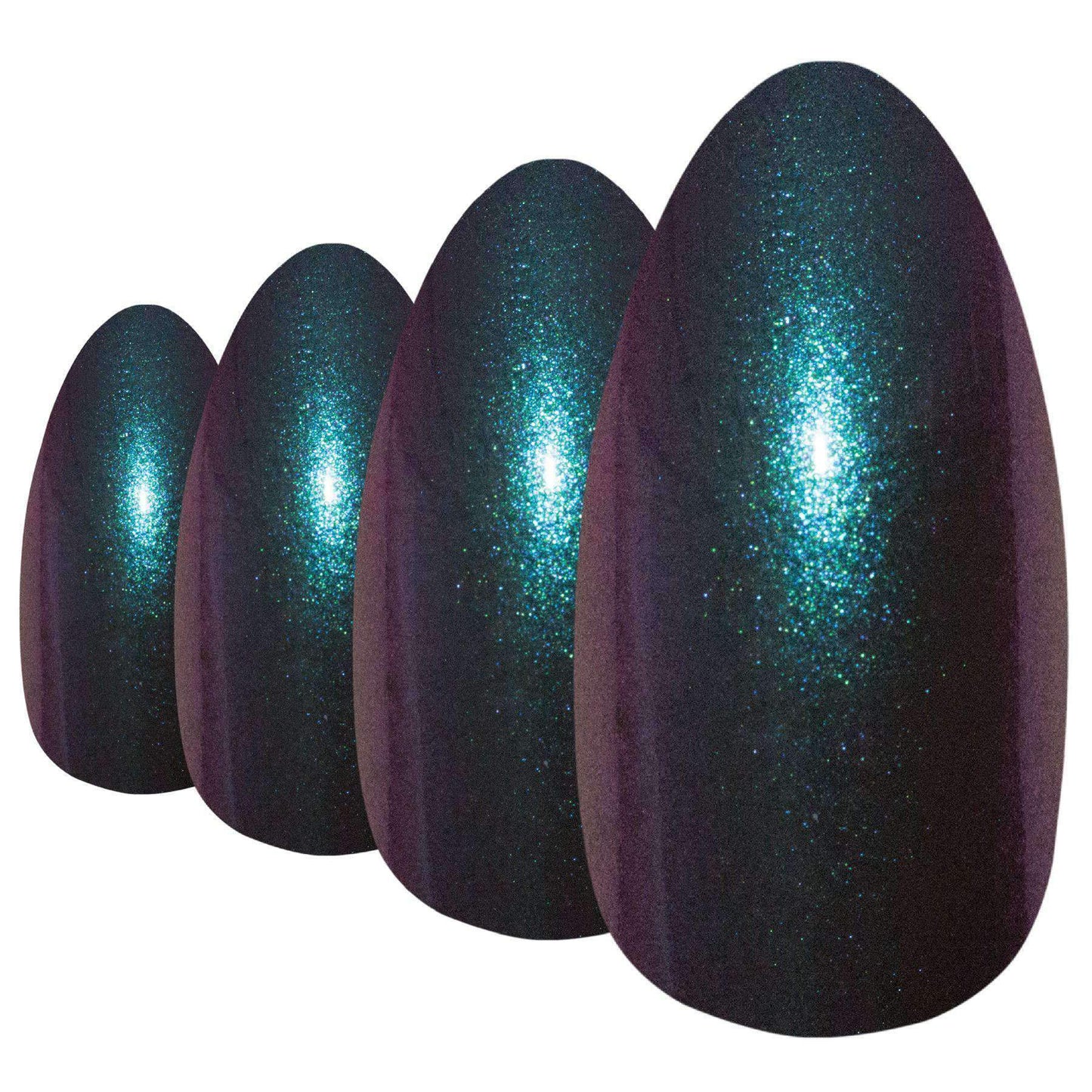 False Nails by Bling Art Green Purple Chameleon Almond Stiletto 24