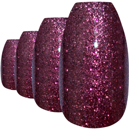 False Nails by Bling Art Red Brown Gel Ballerina Coffin Fake Long