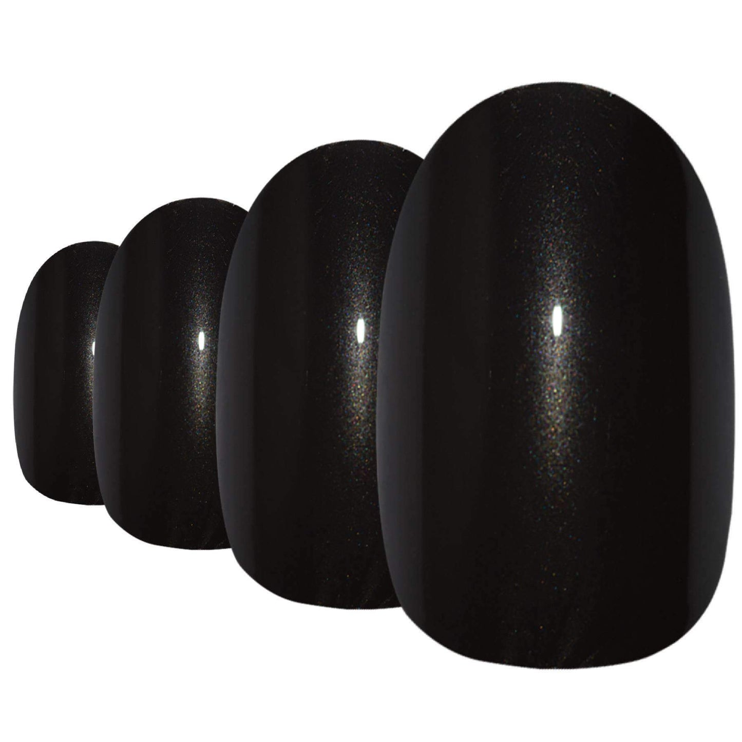 False Nails by Bling Art Black Glitter Oval Medium Fake Acrylic 24