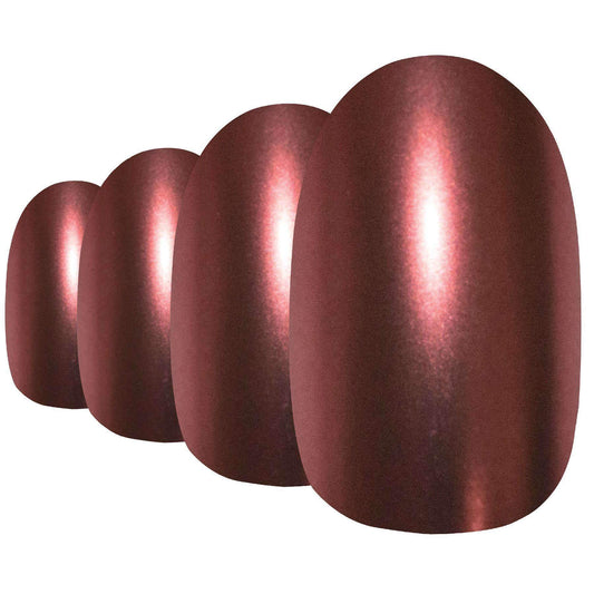 False Nails by Bling Art Brown Matte Metallic Oval Medium Fake Acrylic