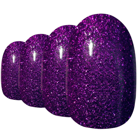 False Nails by Bling Art Purple Gel Oval Medium Fake Acrylic Round