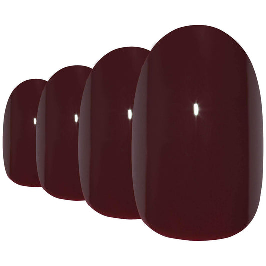 False Nails by Bling Art Red Brown Polished Oval Medium Fake Acrylic