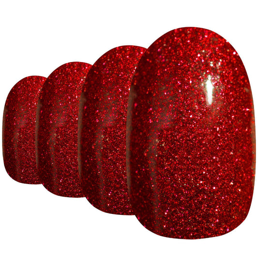 False Nails by Bling Art Red Gel Oval Medium Fake Acrylic 24 Tips with