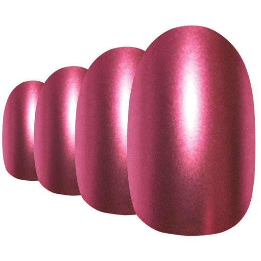 False Nails by Bling Art Red Matte Metallic Oval Medium Fake Acrylic