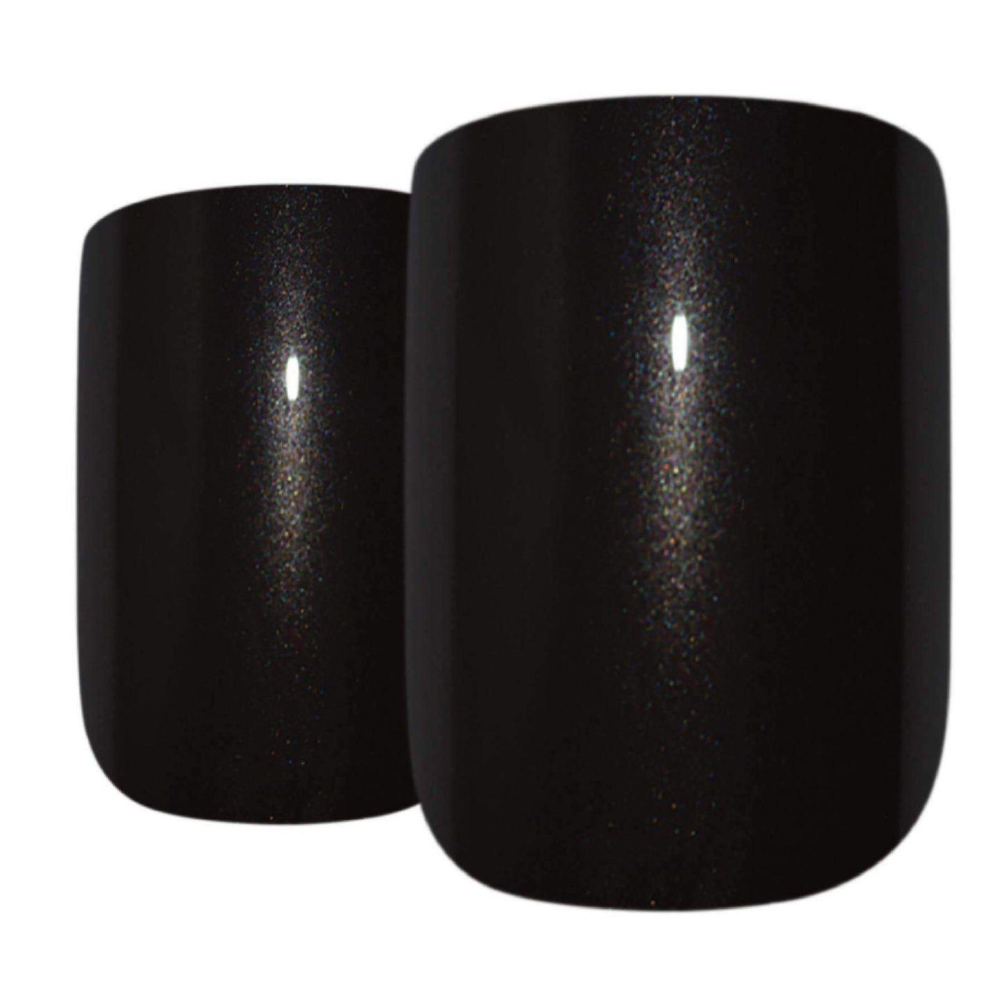 False Nails by Bling Art Black Glitter French Squoval Fake Medium