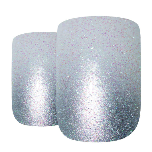 False Nails by Bling Art Silver Gel Ombre French Squoval 24 Fake