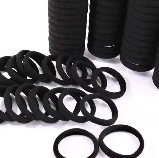 Pack of 100 pcs Black Hair Rubber Bands for Kids and Girls