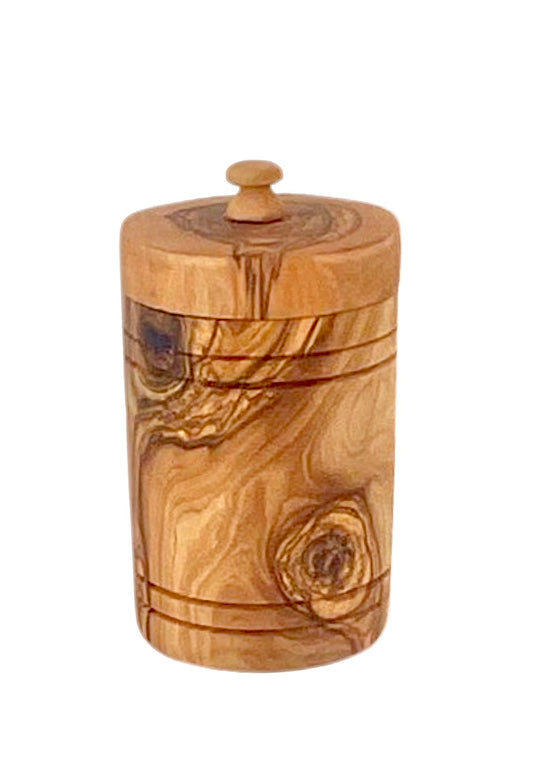 Olive Wood Spice Jar Salt Keeper w/Lid