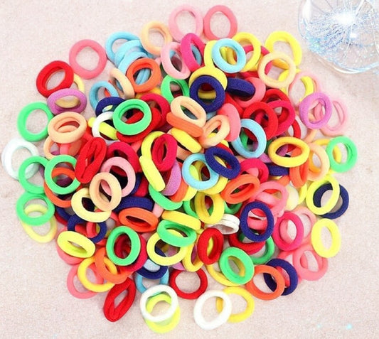 Pack of 100 pcs Multicolour Hair Rubber Bands for Kids and Girls