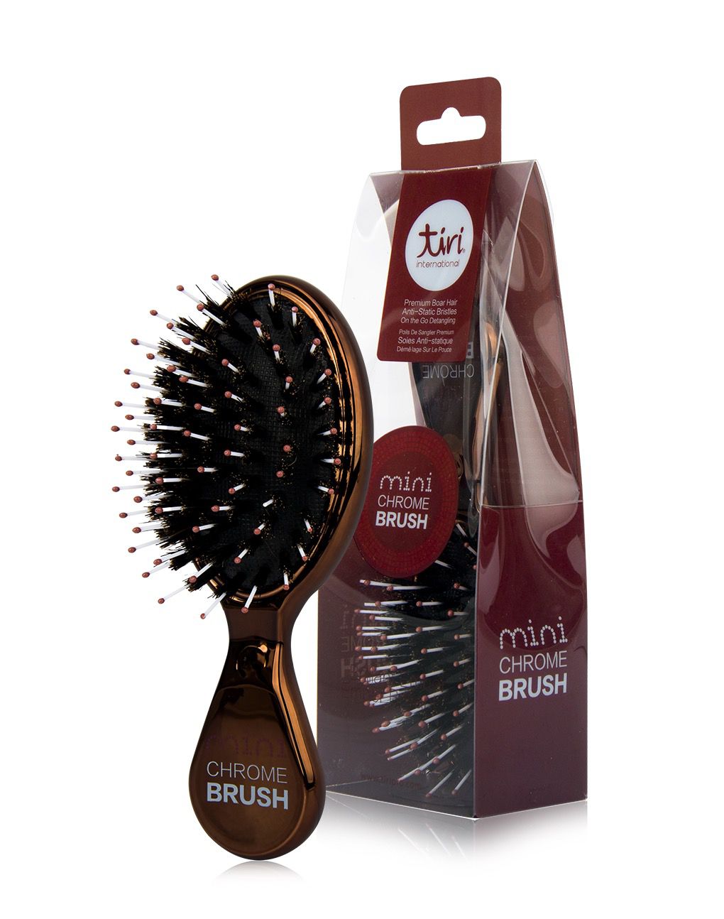 TiriPro Mini Boar Bristle "Purse Perfect" Paddle Brush