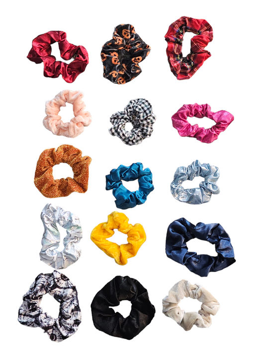 Chic Assorted Designer Hair Scrunchies 15-Pack - Trendy Patterns