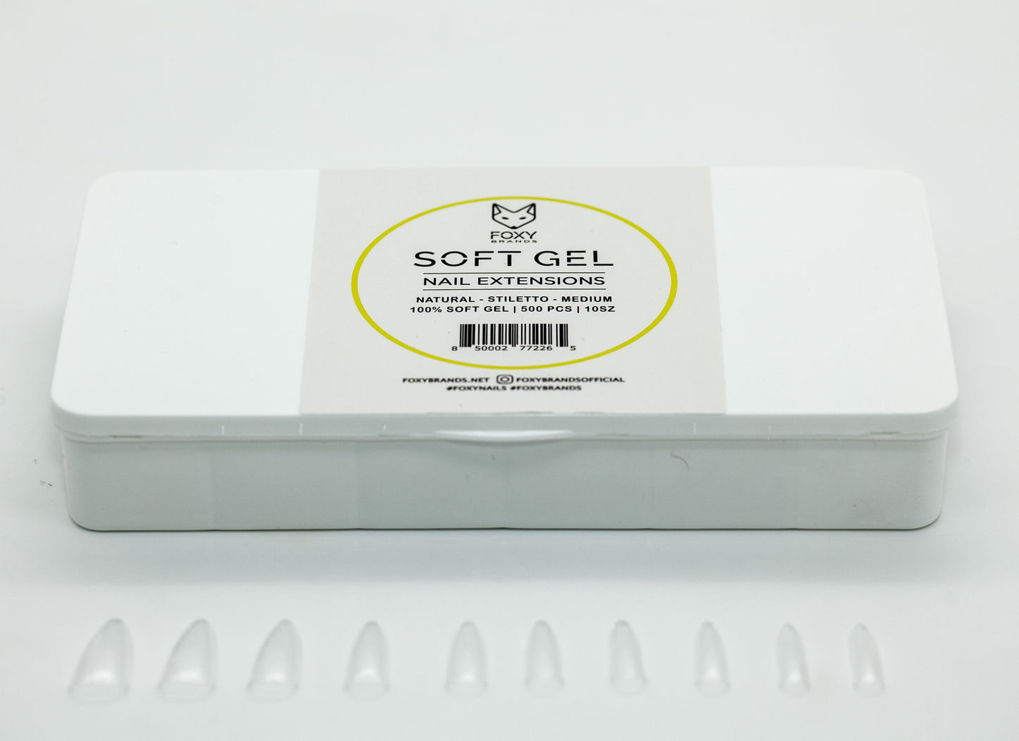 Soft Gel Tips - Natural Medium Stiletto (500 pcs)