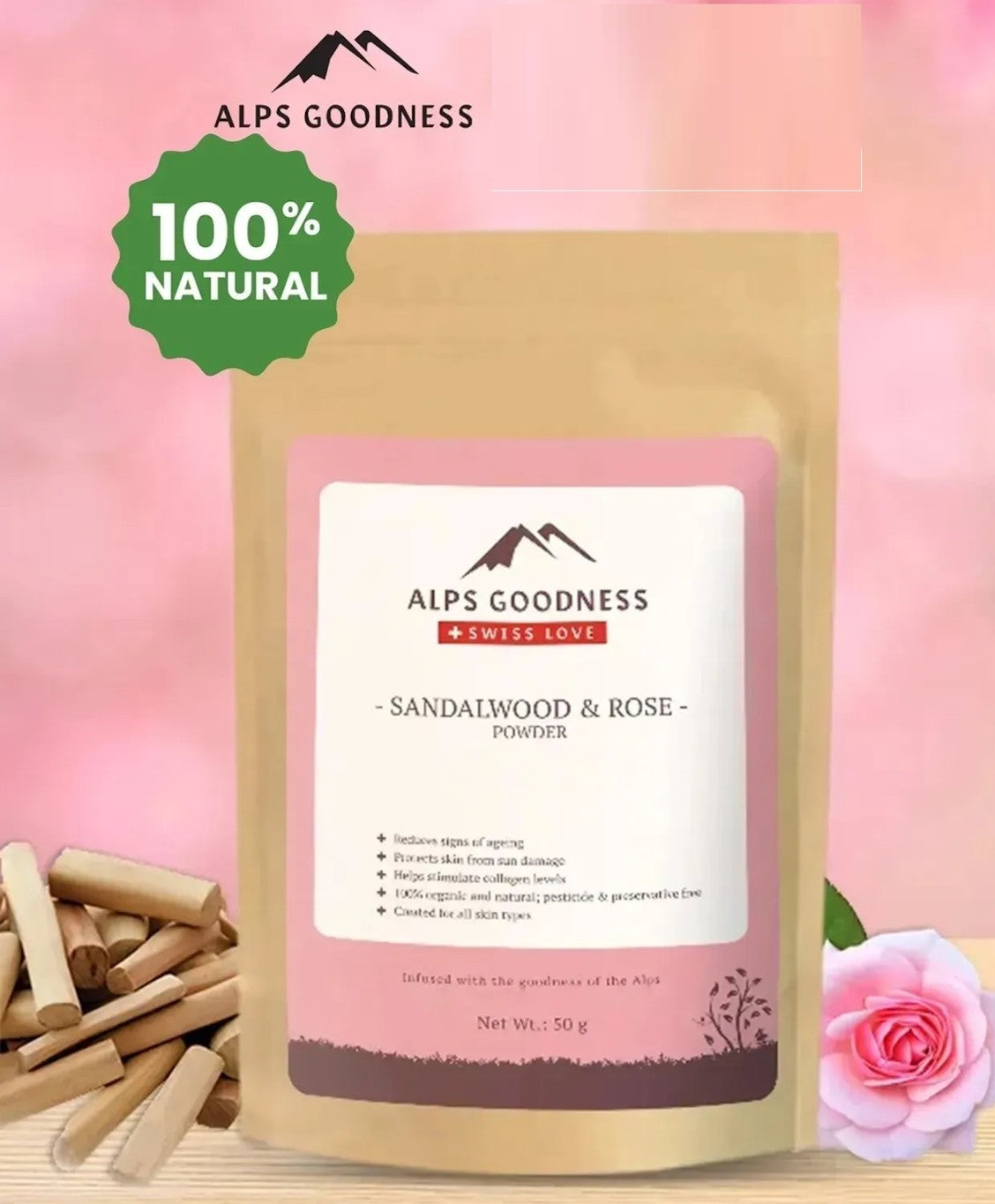 Alps Goodness sandalwood & Rose powder