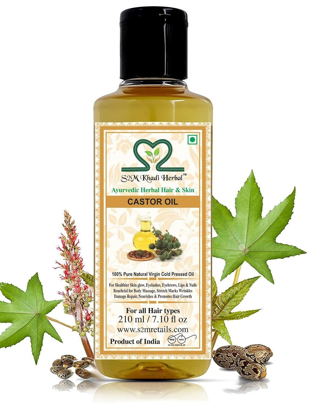 S2M KHADI HERBAL Cold-Pressed, Pure Castor Oil for Hair