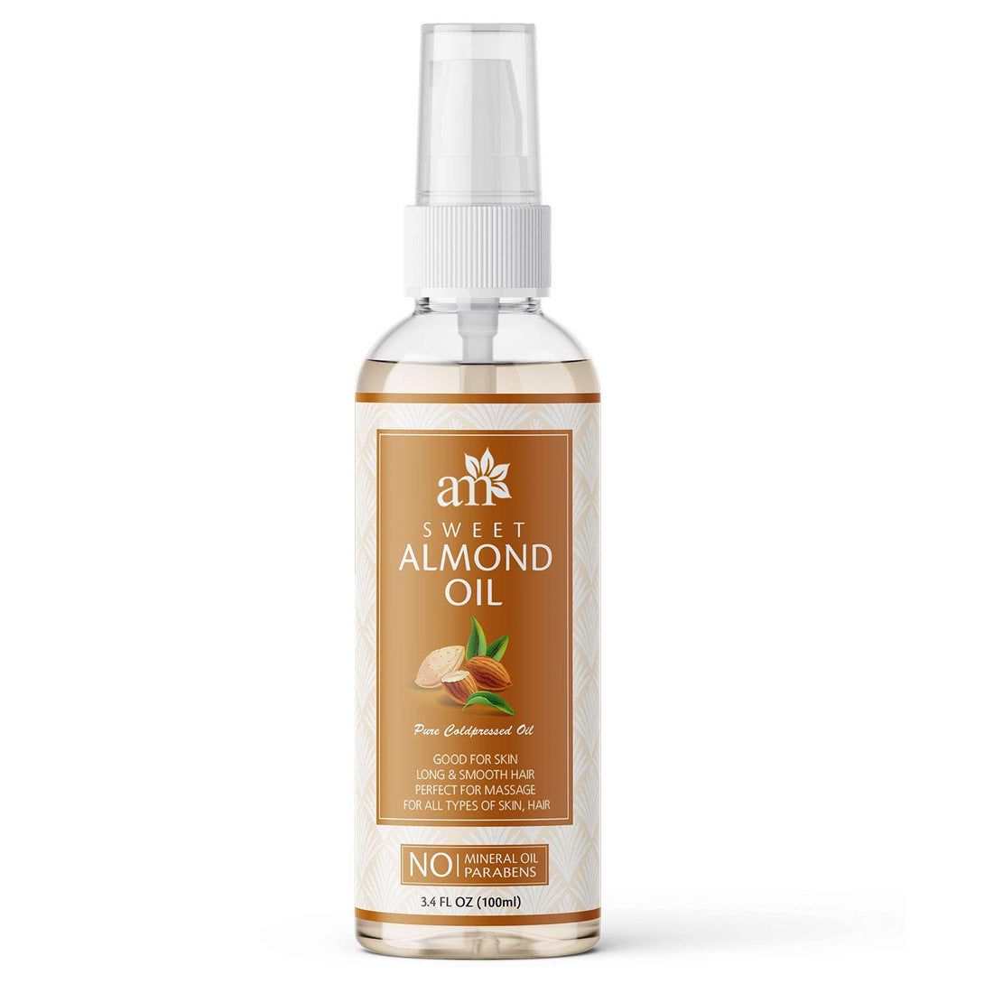 100% Pure Cold Pressed Sweet Almond Oil For Massage, Skin and Under Eye