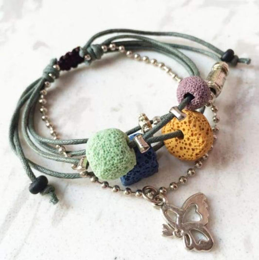 Lava Stone Essential Oil Bracelet - Green Lava Charms