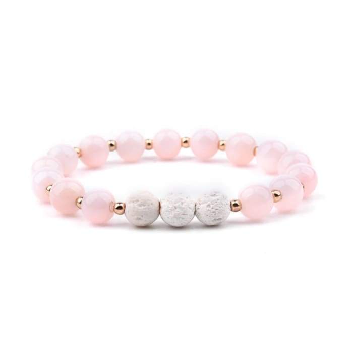 Lava Stone Essential Oil Bracelet - Pink and White