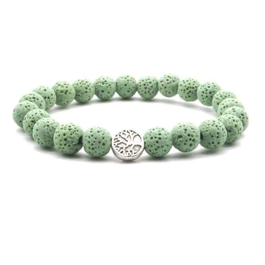 Light Green Lava Stone Tree of Life Essential Oil Bracelet