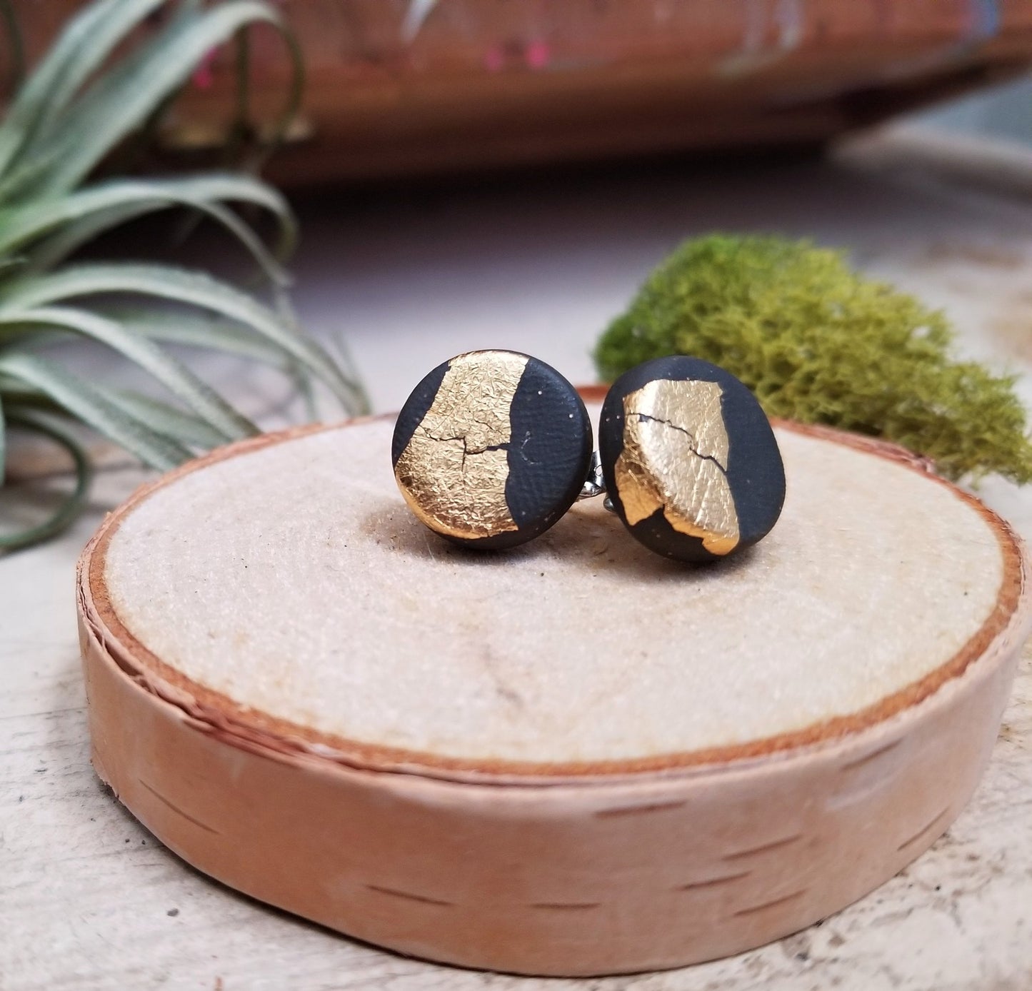 Midnight Clay Studs