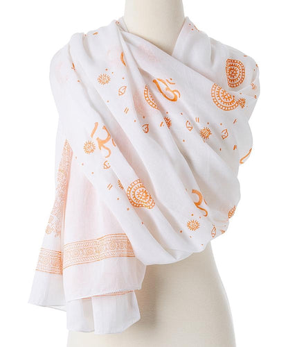 OM Shanti paisley design hand block printed cotton shawl