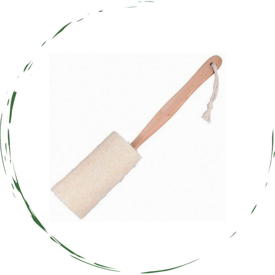 Natural Loofah Bath Brush w/Long Handle.