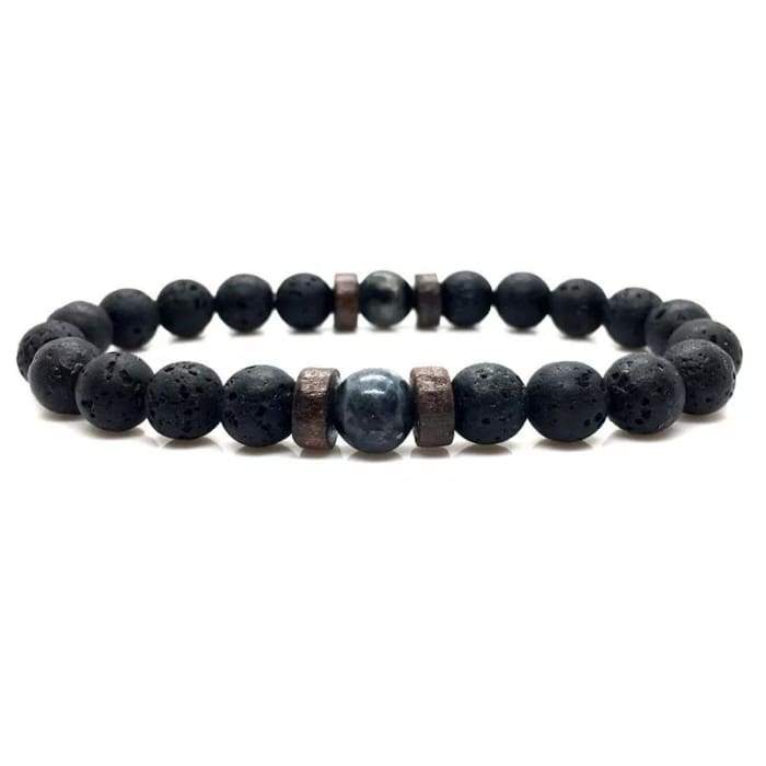 Wood and Lava Stone Essential Oil Bracelet - Gray 2